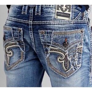 Mens Rock Revival Alpine Straight 29 Flap Pocket Low Rise